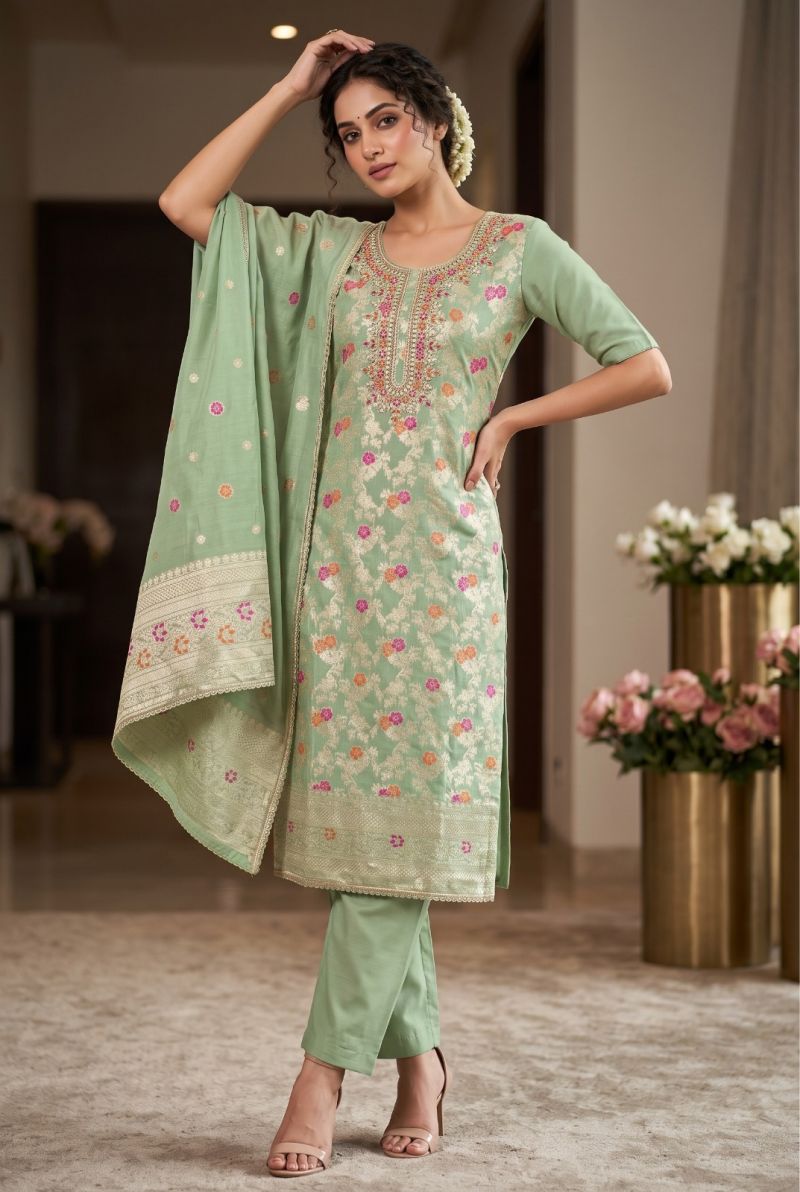 Aurraa Jivika Banarasi Cotton Silk Hand Work Salwar Kameez Catalog — Wholesale Kurtis, Aurraa wholesale from Surat — Photo 3