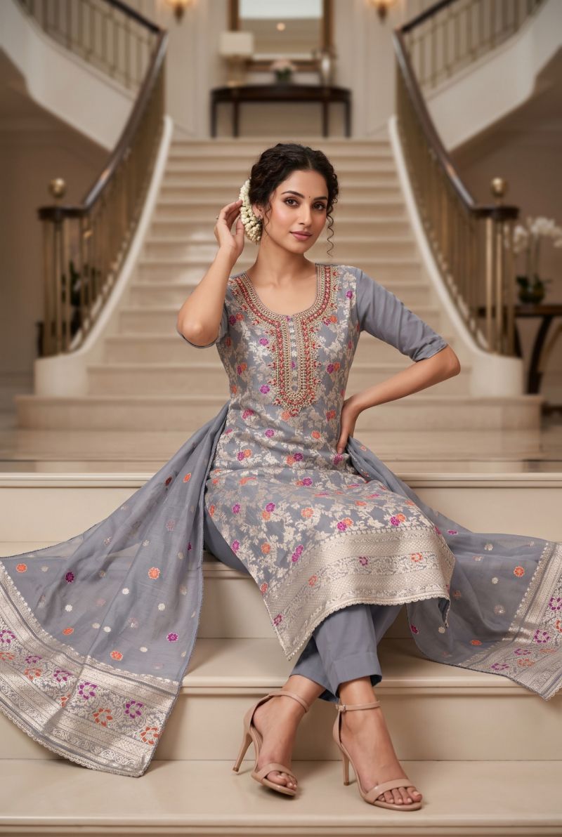 Aurraa Jivika Banarasi Cotton Silk Hand Work Salwar Kameez Catalog — Wholesale Kurtis, Aurraa wholesale from Surat — Photo 9