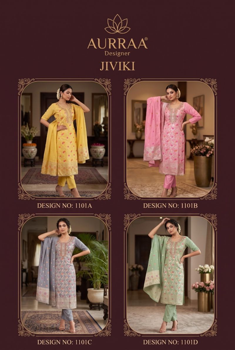 Aurraa Jivika Banarasi Cotton Silk Hand Work Salwar Kameez Catalog — Wholesale Kurtis, Aurraa wholesale from Surat — Photo 10