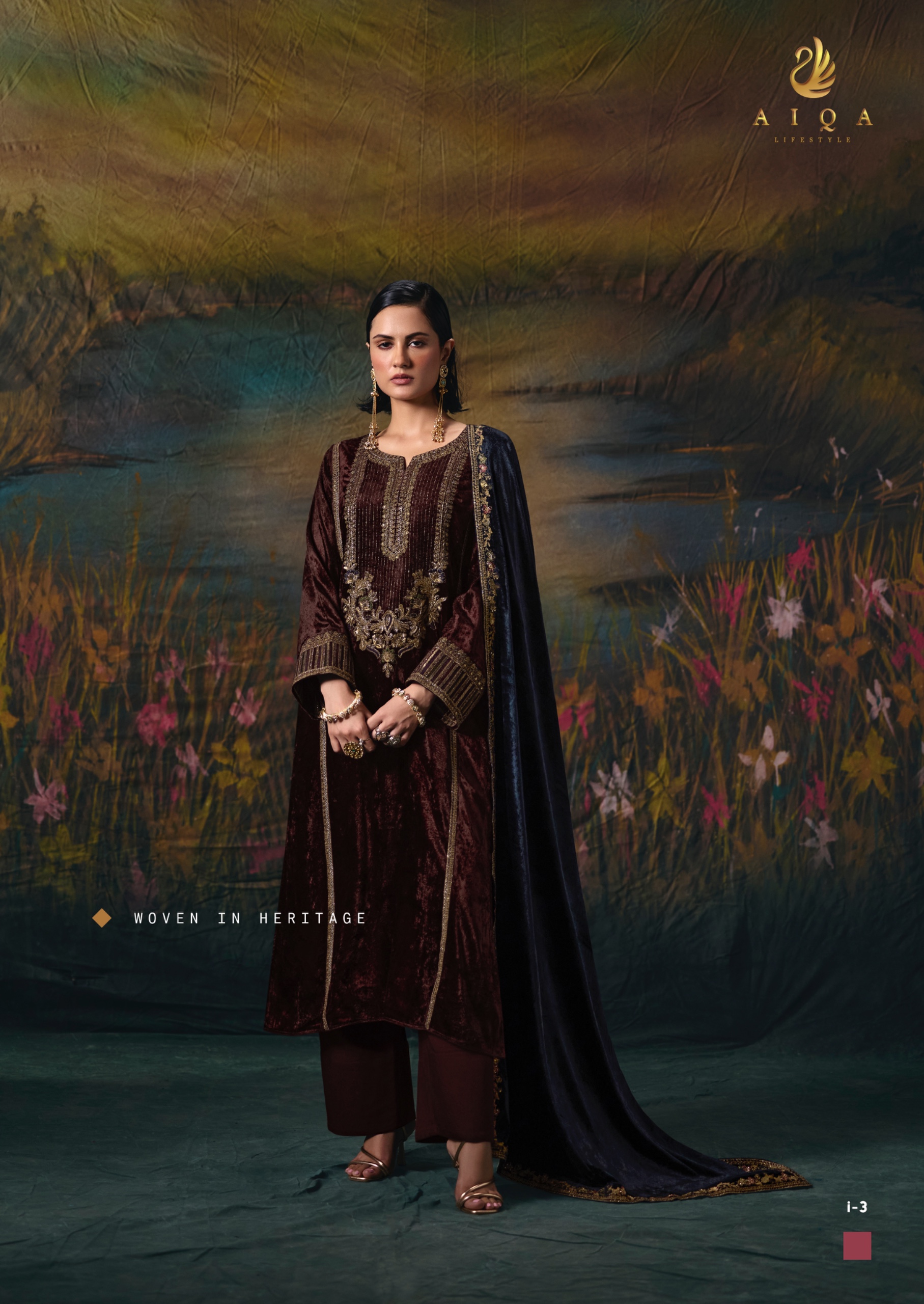 AIQA Noor E Riwaaz Pure Viscous Velvet &amp; Pashmina Salwar Kameez — Wholesale Salwar Suits, ALQA wholesale from Surat — view 5