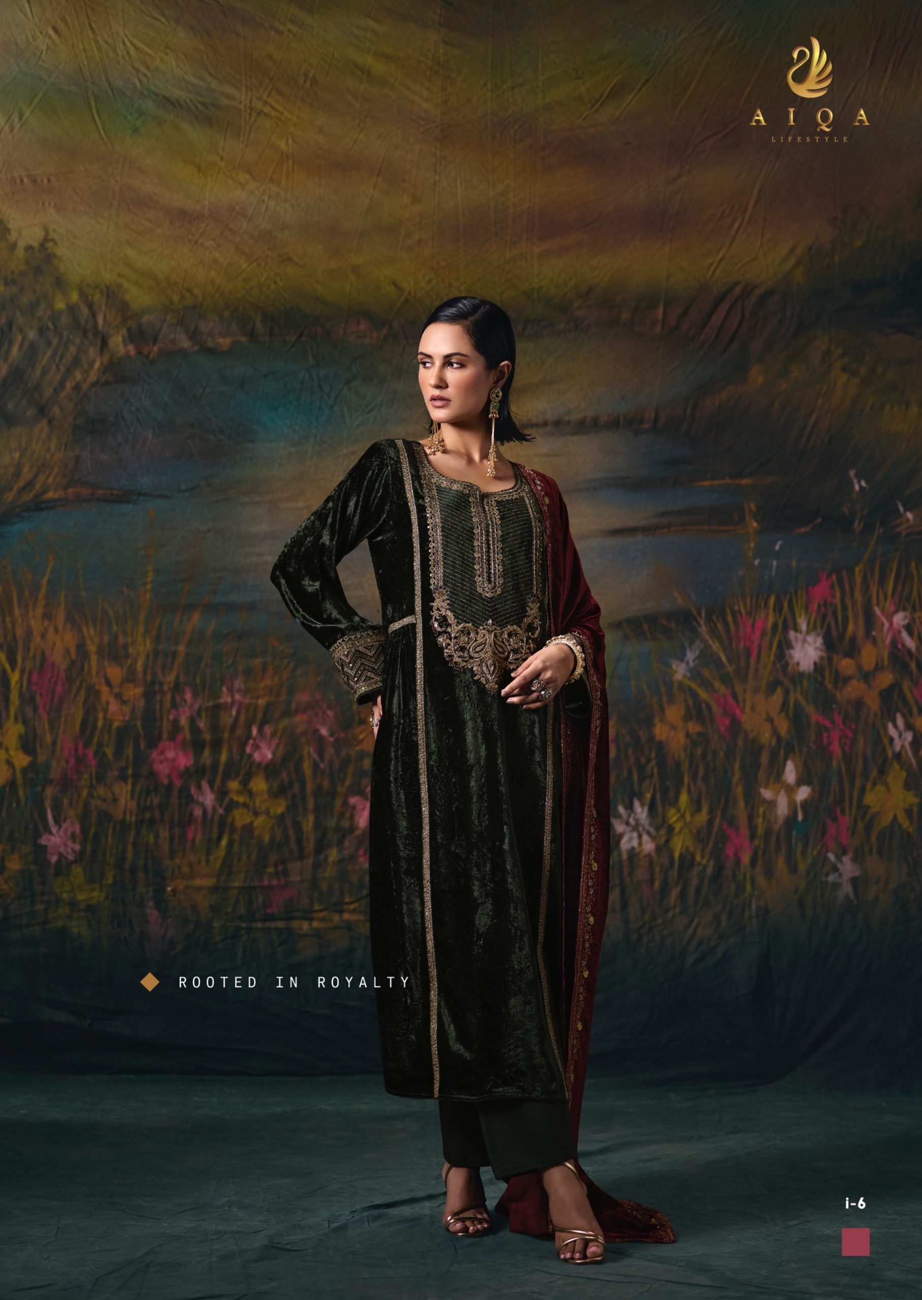 AIQA Noor E Riwaaz Pure Viscous Velvet &amp; Pashmina Salwar Kameez — Wholesale Salwar Suits, ALQA wholesale from Surat — view 2