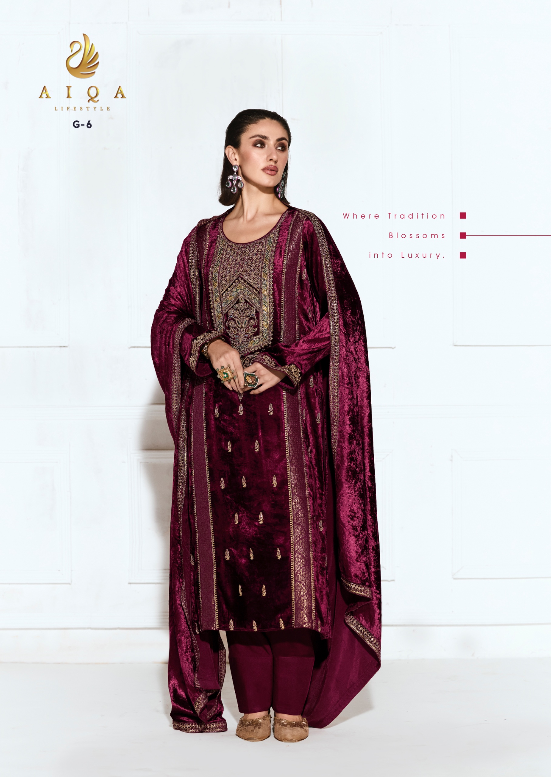 AIQA Rubaab Wholesale Velvet Pure Viscose Salwar Kameez Catalog — Wholesale Salwar Suits, ALQA wholesale from Surat — Photo 2