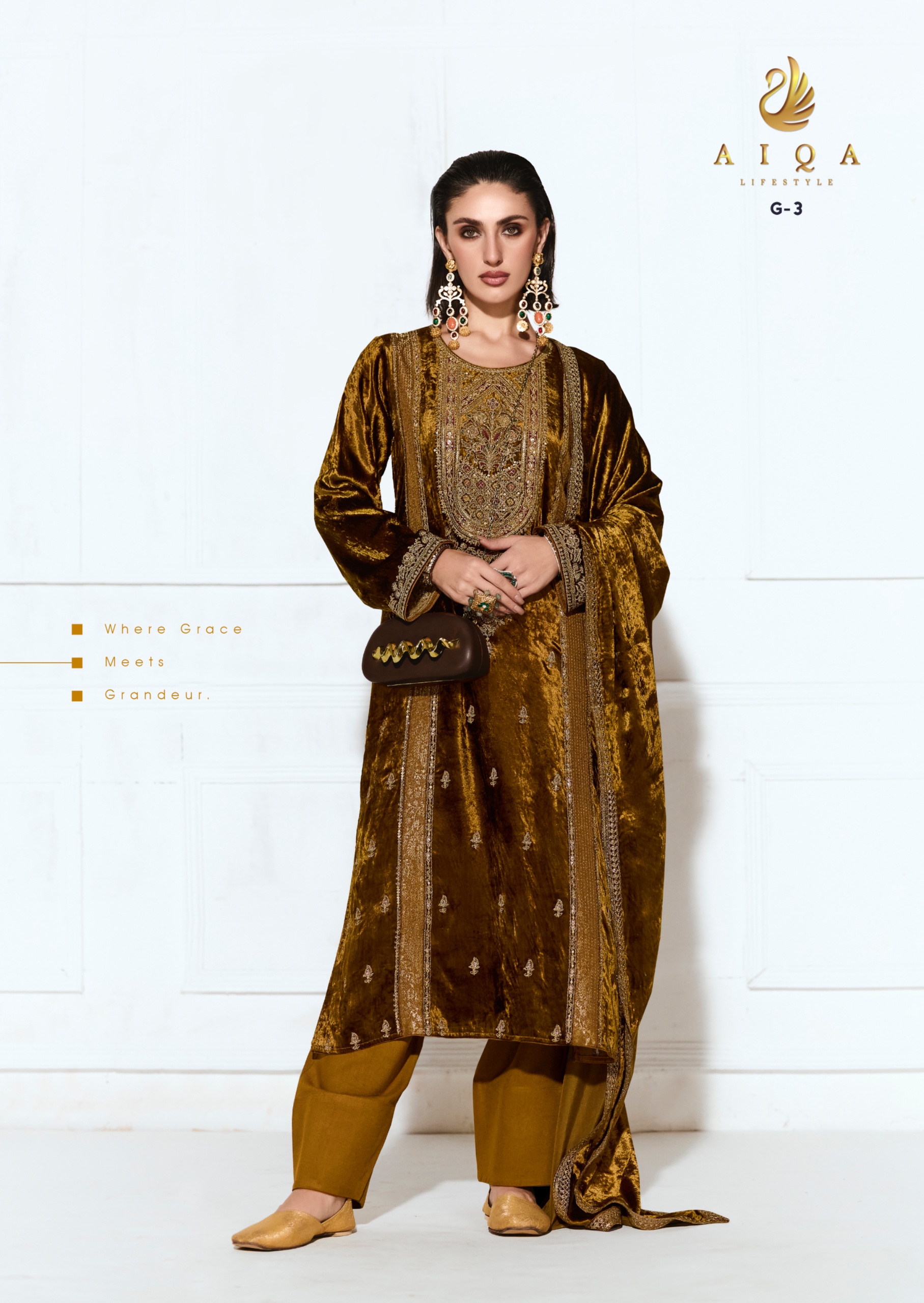AIQA Rubaab Wholesale Velvet Pure Viscose Salwar Kameez Catalog — Wholesale Salwar Suits, ALQA wholesale from Surat — Photo 5