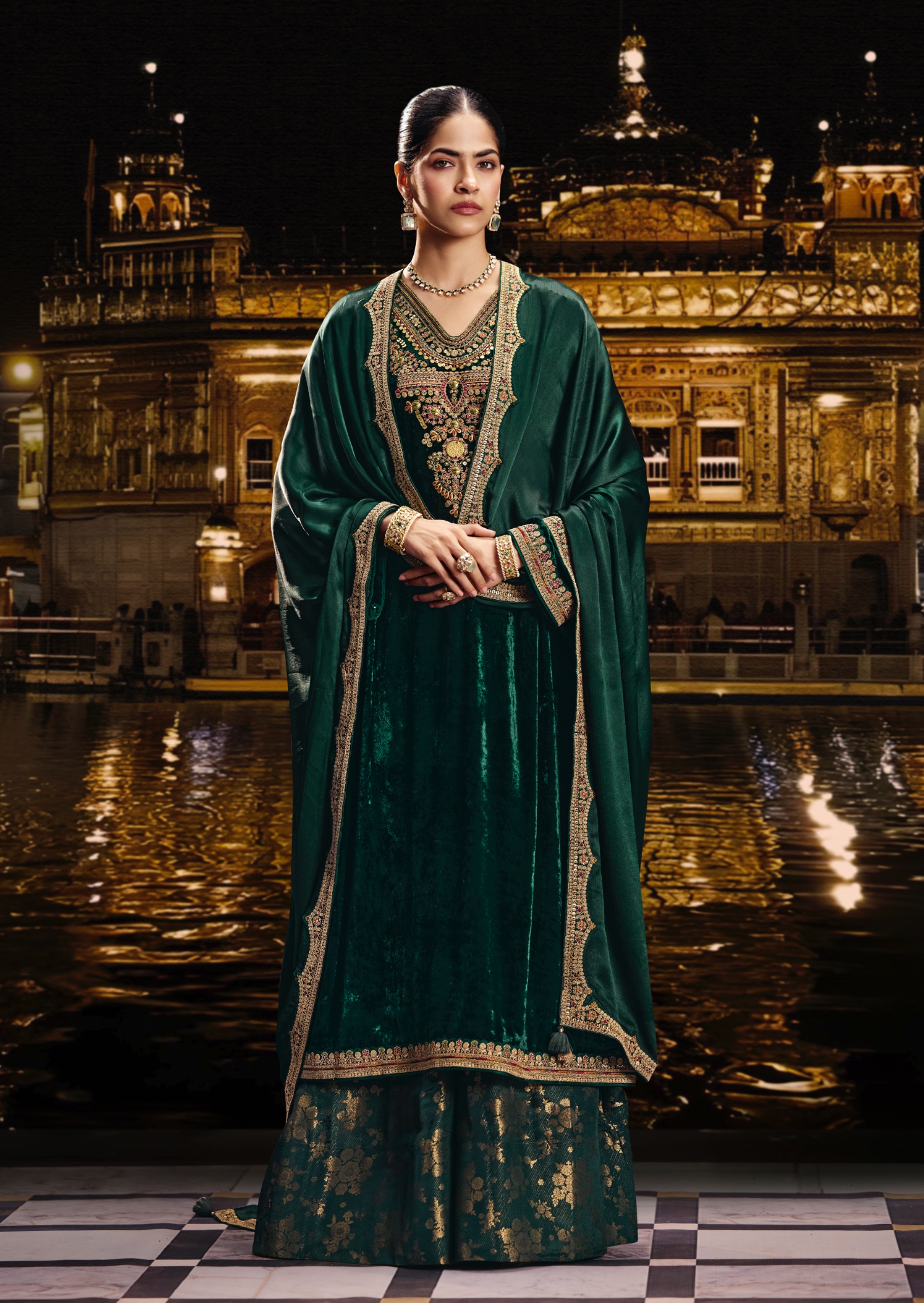 AIQA Sabr Pure Viscose Velvet Heavy Fancy Work Salwar Kameez Catalog — Wholesale Salwar Suits, ALQA wholesale from Surat — view 2
