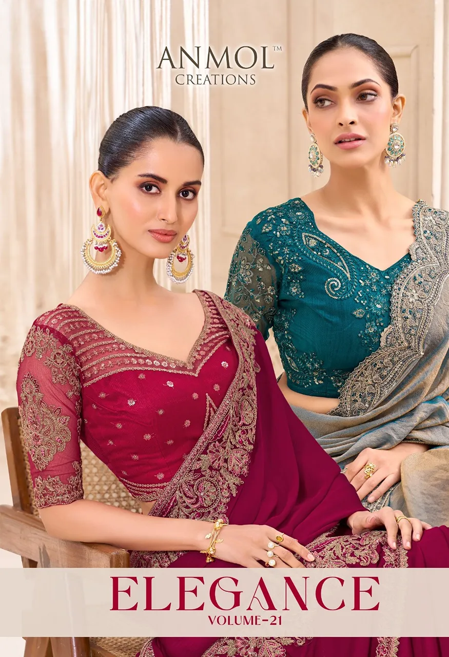 Anmol Elegance Vol 21 Designer Saree Catalog Wholesale Sarees — Saree, Vardan Ethnic wholesale from Surat — Photo 17