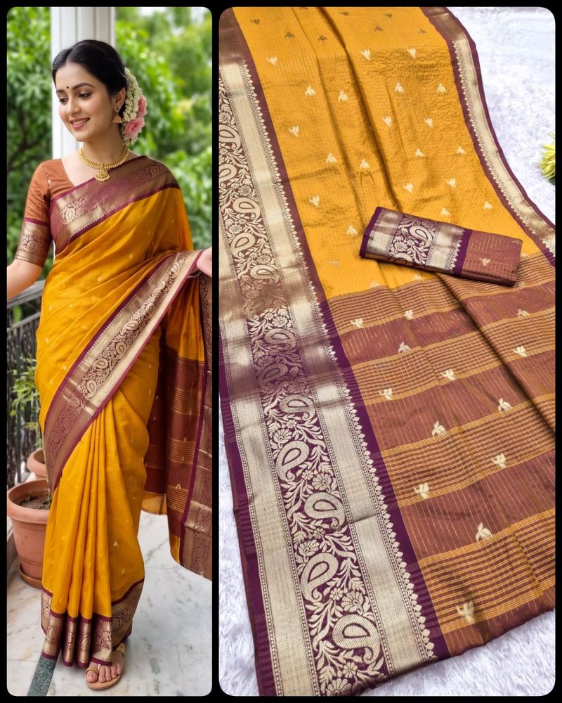 Aab Checks Kanchijvaram Soft Silk Weaving Thread Work Designer Saree Collection — Designer Partywear Sarees, Vardan Ethnic wholesale from Surat — Photo 10