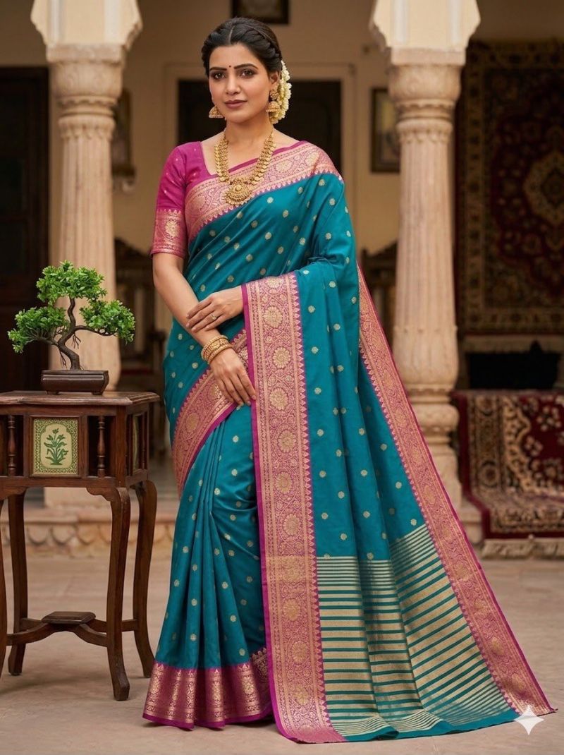 Aab Kaavya Vol 1 Pure Mercerised Soft Silk Meenakari Work Saree Collection — Festival Sarees, Vardan Ethnic wholesale from Surat — Photo 9