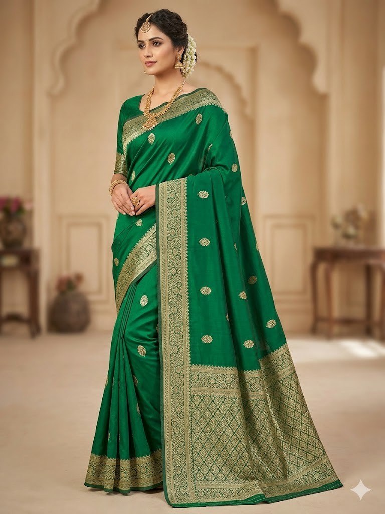 Aab Purple Butti Soft Silk Jacquard Border Designer Saree Collection — Designer Partywear Sarees, Vardan Ethnic wholesale from Surat — Photo 2
