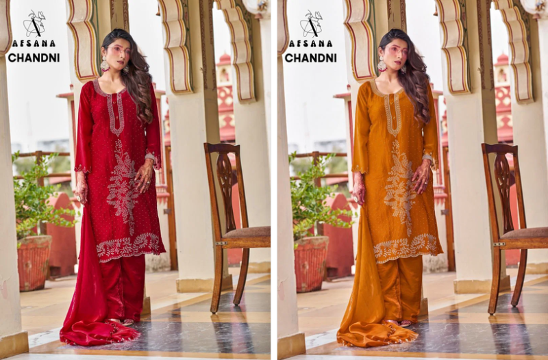 Afsana Chandni Fandy Satin Zarkan Work Designer Salwar Kameez Catalog — Wholesale Salwar Suits, Afsana wholesale from Surat — view 2