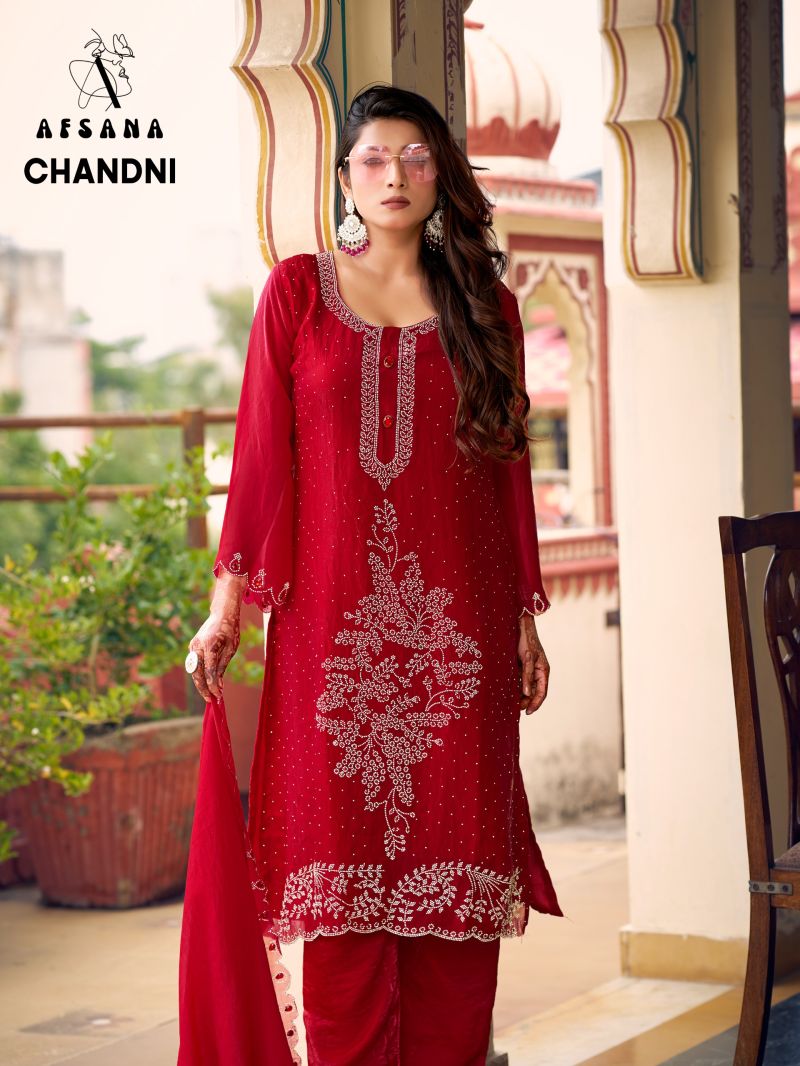 Afsana Chandni Fandy Satin Zarkan Work Designer Salwar Kameez Catalog — Wholesale Salwar Suits, Afsana wholesale from Surat — view 3