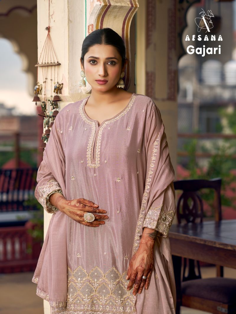 Afsana Gajari Wholesale Chinon Dyed Embroidered Designer Salwar Kameez Collection — Wholesale Salwar Suits, Afsana wholesale from Surat — Photo 5