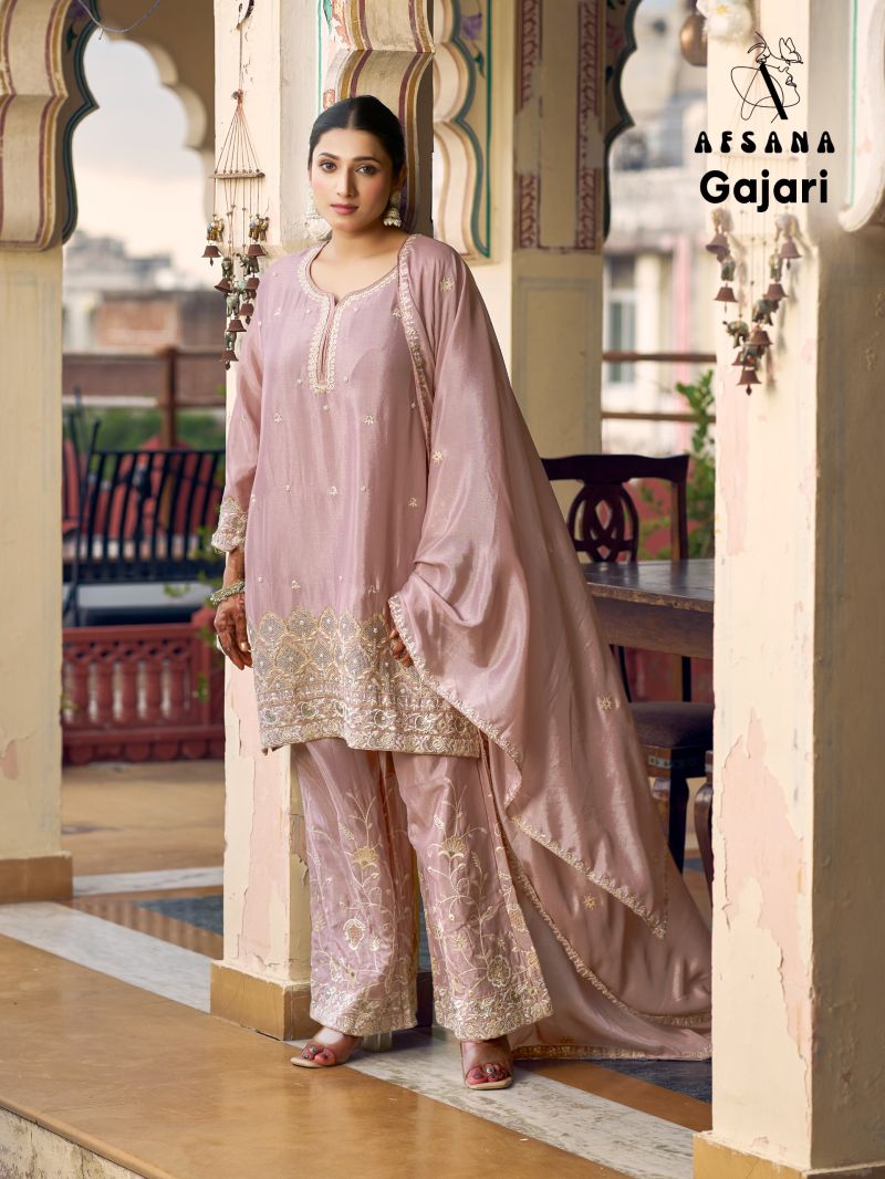 Afsana Gajari Wholesale Chinon Dyed Embroidered Designer Salwar Kameez Collection — Wholesale Salwar Suits, Afsana wholesale from Surat — Photo 4