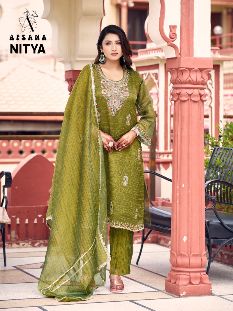 Afsana Nitya Readymade Salsa Crush Beats Work Designer Salwar Kameez Catalog