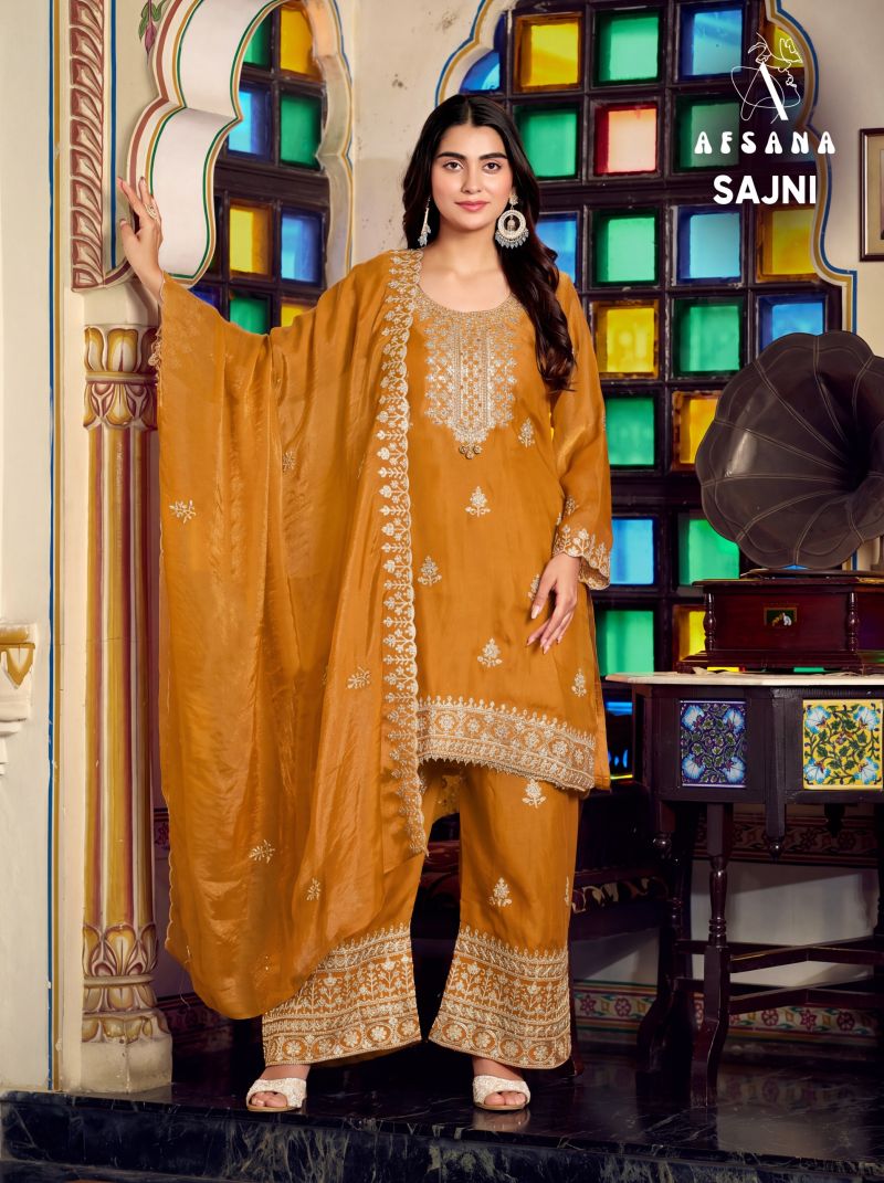 Afsana Sajni Vol 2 Fandy Satin Embroidered Designer Salwar Kameez Catalog