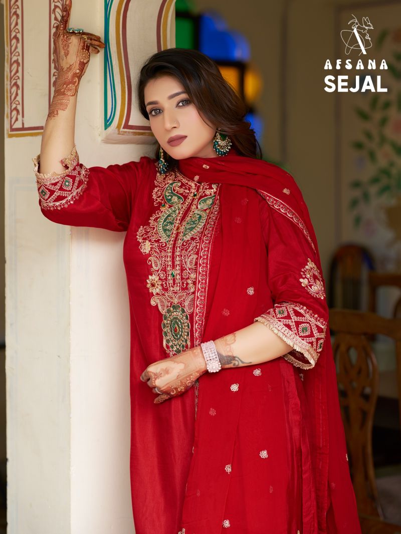 Afsana Sejal Readymade Russian Dyed Embroidered Designer Salwar Kameez Catalog — Wholesale Salwar Suits, Afsana wholesale from Surat — Photo 3