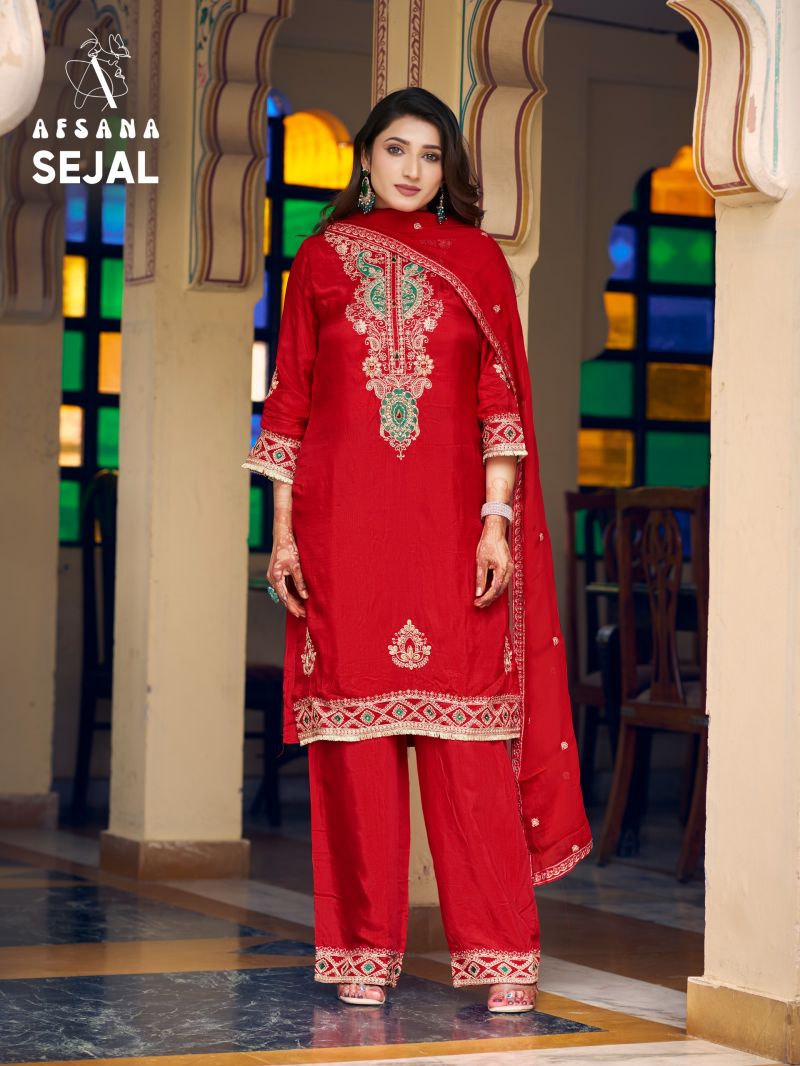 Afsana Sejal Readymade Russian Dyed Embroidered Designer Salwar Kameez Catalog — Wholesale Salwar Suits, Afsana wholesale from Surat — Photo 2