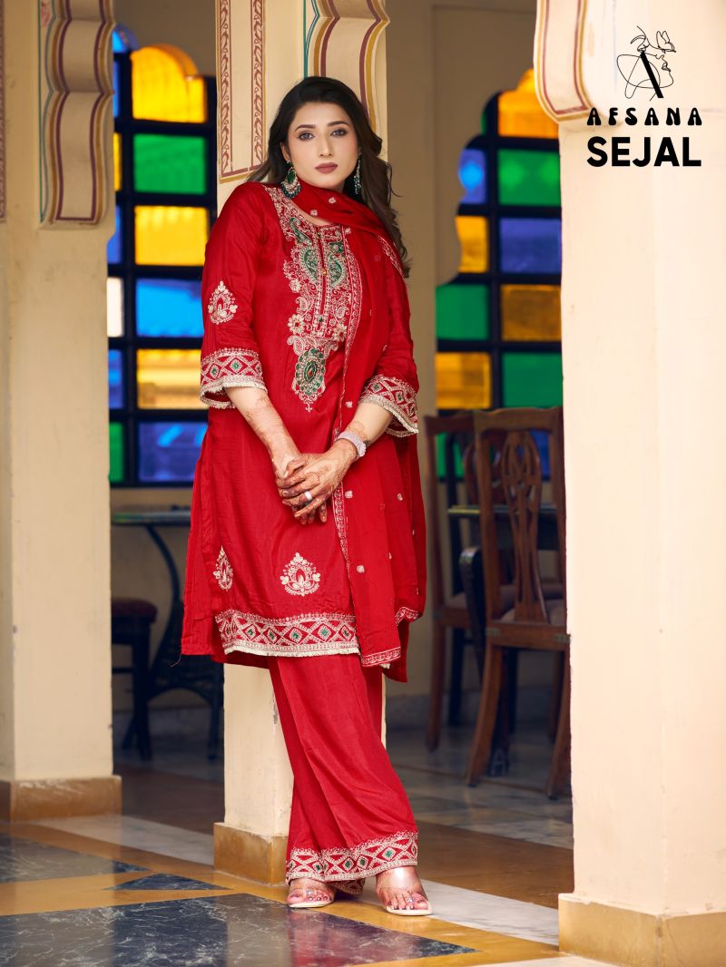 Afsana Sejal Readymade Russian Dyed Embroidered Designer Salwar Kameez Catalog — Wholesale Salwar Suits, Afsana wholesale from Surat — Photo 5