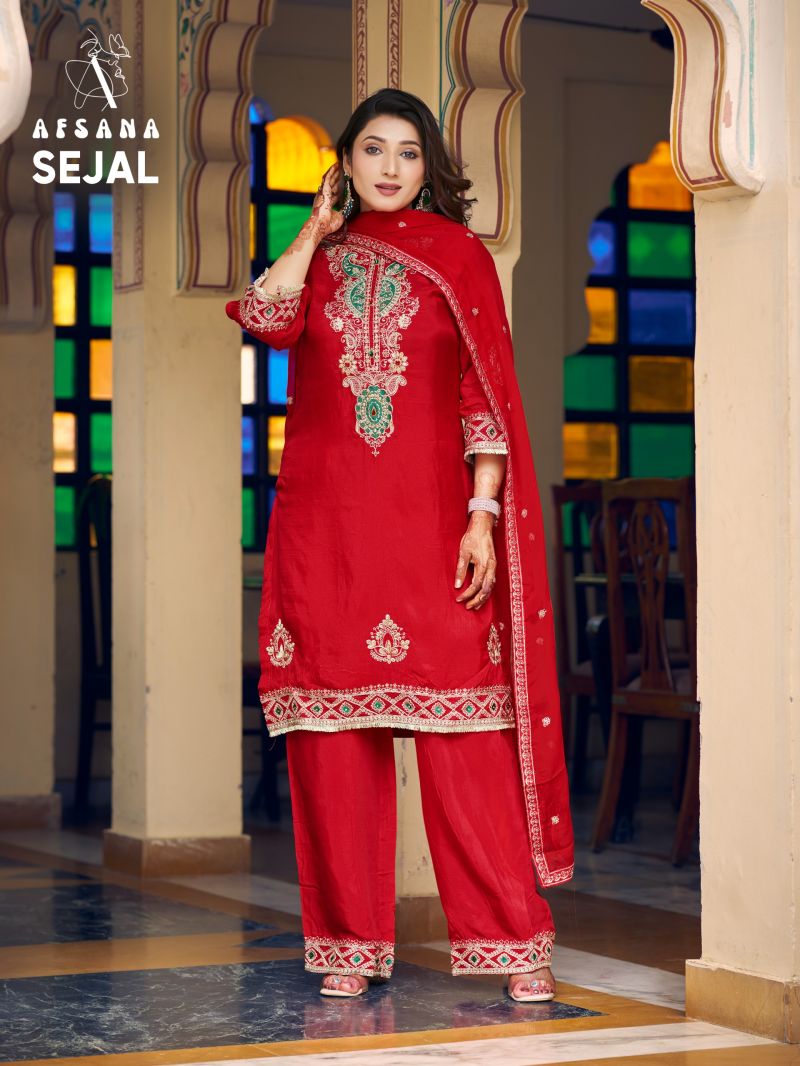 Afsana Sejal Readymade Russian Dyed Embroidered Designer Salwar Kameez Catalog