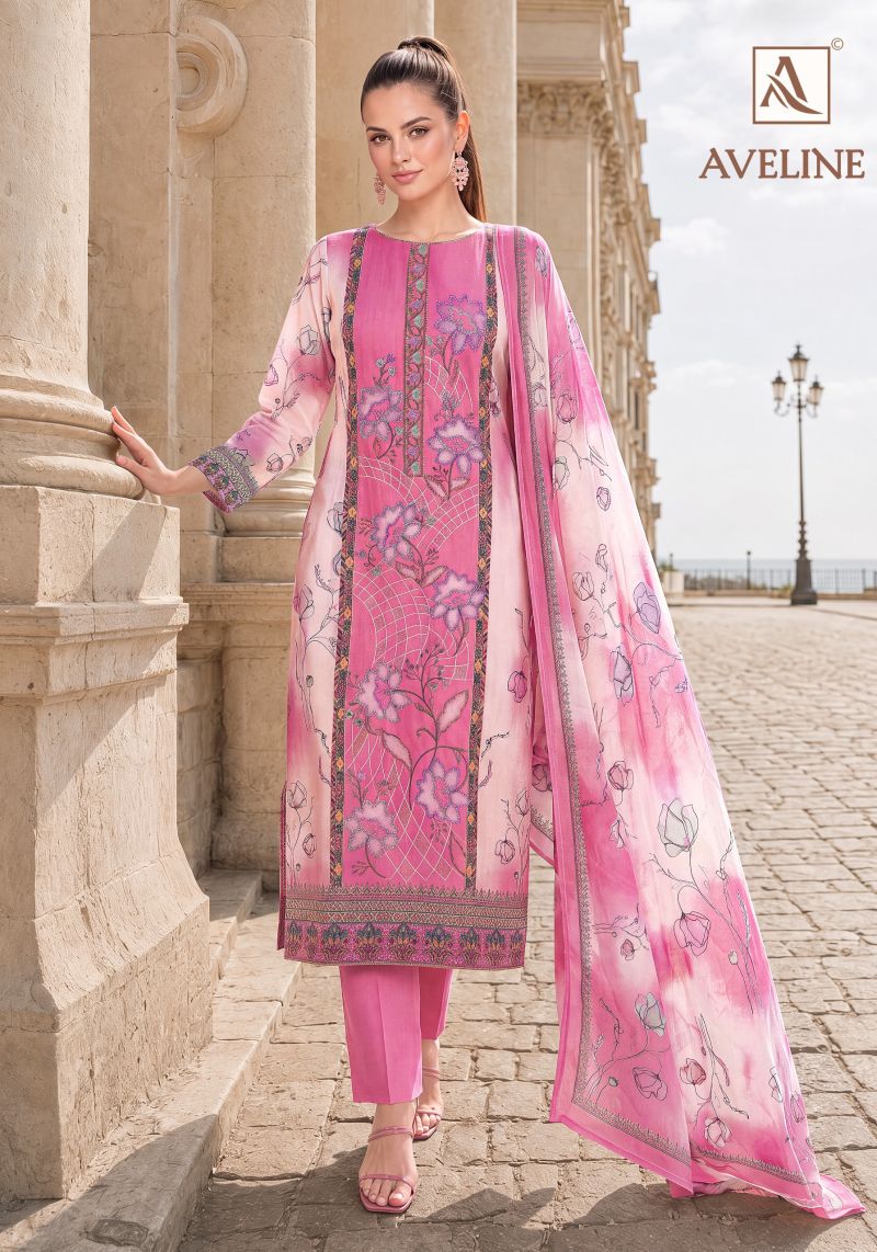 Alok Aveline Viscose Muslin Digital Print Designer Dress Material Catalog — Wholesale Salwar Suits, Alok Suits wholesale from Surat — view 6