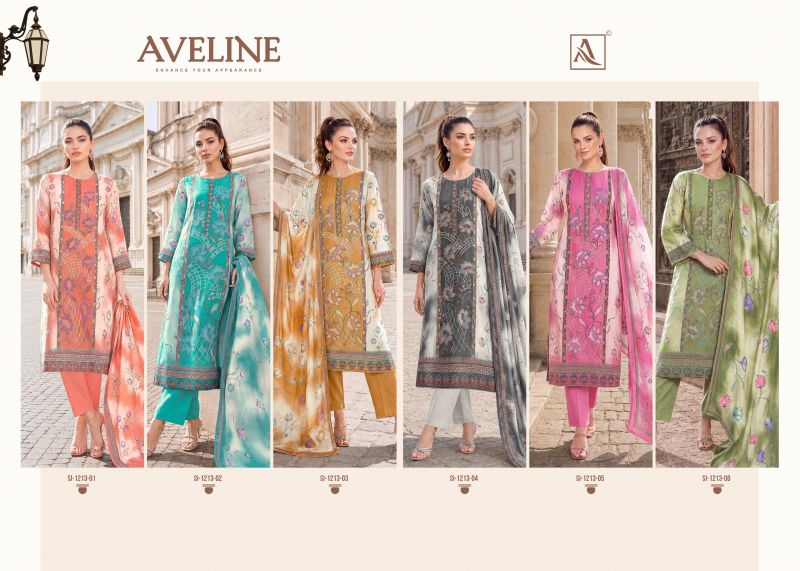 Alok Aveline Viscose Muslin Digital Print Designer Dress Material Catalog — Wholesale Salwar Suits, Alok Suits wholesale from Surat — view 8