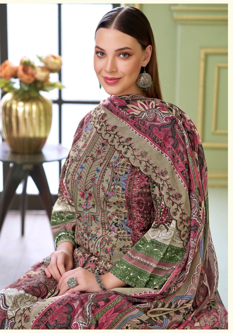 Alok Bin Zaid Cambric Cotton Print Embroidered Dress Material Collection — Wholesale Salwar Suits, Alok Suit wholesale from Surat — view 3