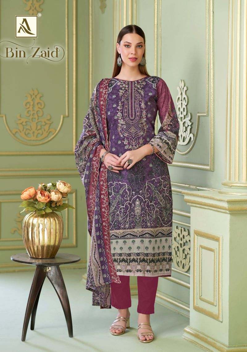 Alok Bin Zaid Cambric Cotton Print Embroidered Dress Material Collection