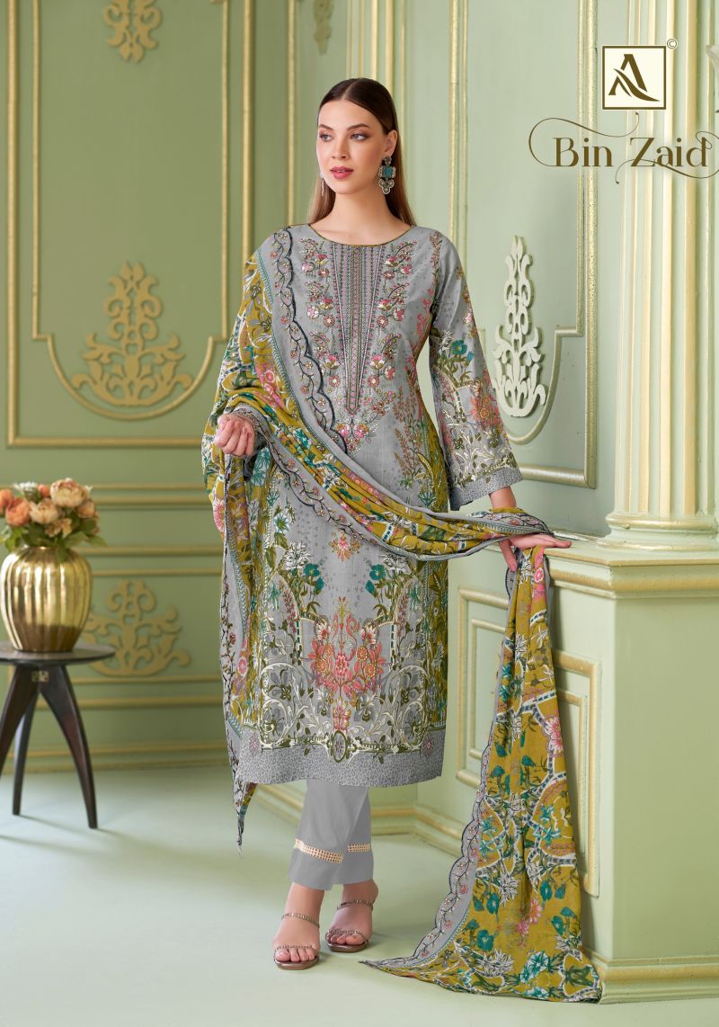 Alok Bin Zaid Cambric Cotton Print Embroidered Dress Material Collection — Wholesale Salwar Suits, Alok Suit wholesale from Surat — view 7