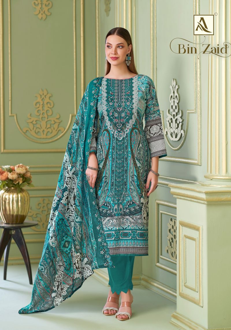 Alok Bin Zaid Cambric Cotton Print Embroidered Dress Material Collection — Wholesale Salwar Suits, Alok Suit wholesale from Surat — view 6