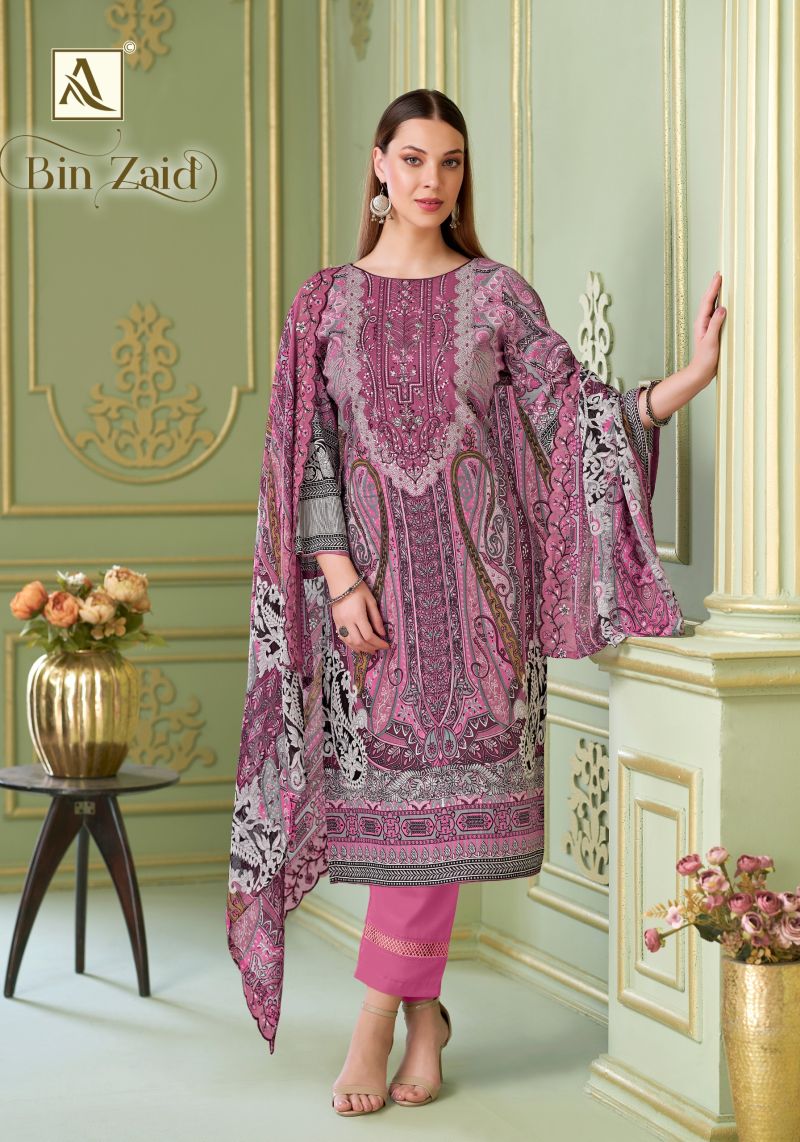 Alok Bin Zaid Cambric Cotton Print Embroidered Dress Material Collection — Wholesale Salwar Suits, Alok Suit wholesale from Surat — view 5
