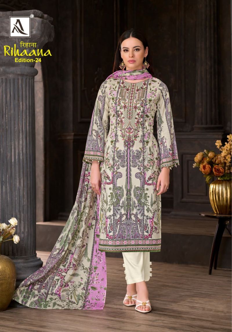 Alok Rihaana Vol 24 Cambric Cotton Embroidered Dress Material Catalog — Wholesale Salwar Suits, Alok Suits wholesale from Surat — Photo 9