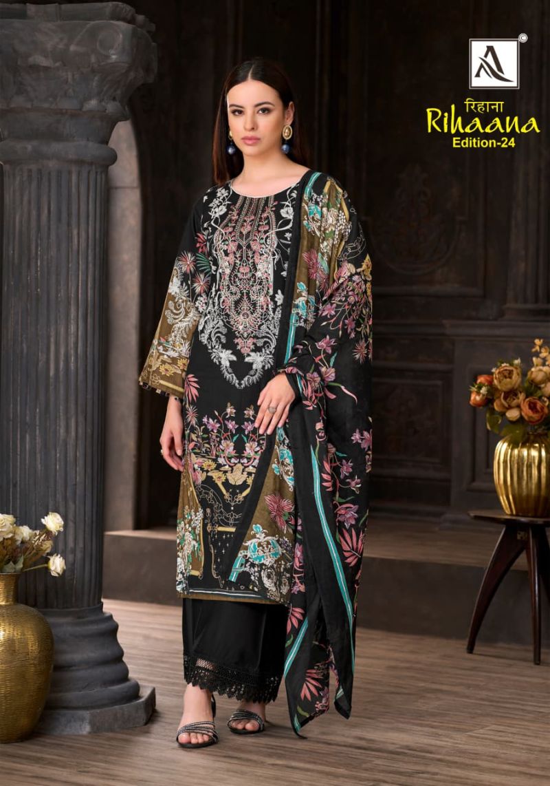 Alok Rihaana Vol 24 Cambric Cotton Embroidered Dress Material Catalog