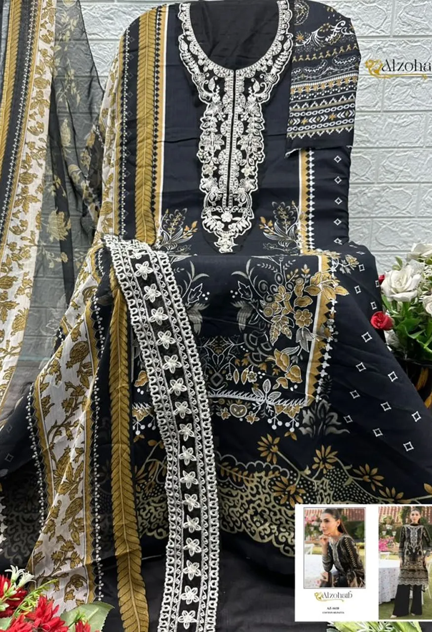 Alzohaib Farida Vol 2 Cotton Dupatta Cotton Patch Work Salwar Kameez Collection — Wholesale Salwar Suits, Alzohaib Suits wholesale from Surat — Photo 5