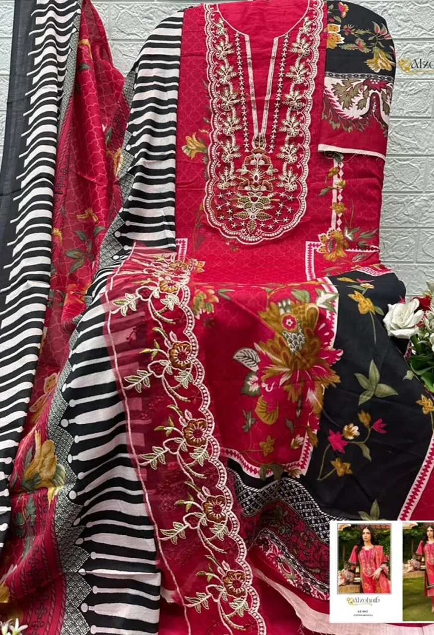 Alzohaib Farida Vol 2 Cotton Dupatta Cotton Patch Work Salwar Kameez Collection — Wholesale Salwar Suits, Alzohaib Suits wholesale from Surat — Photo 4