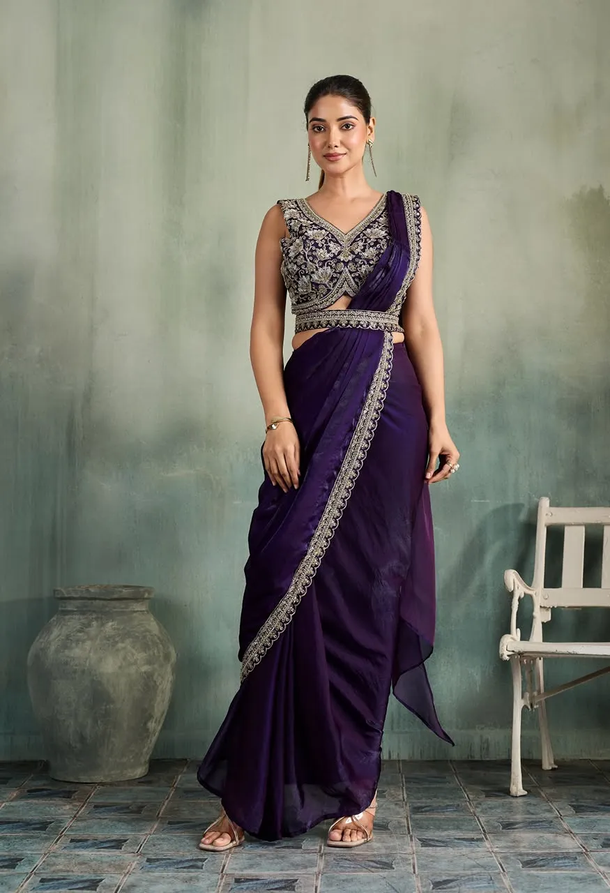 Amoha A531 Ready To Wear Fendi Saree with Beads Work Blouse — Singles, Vardan Ethnic wholesale from Surat — view 3