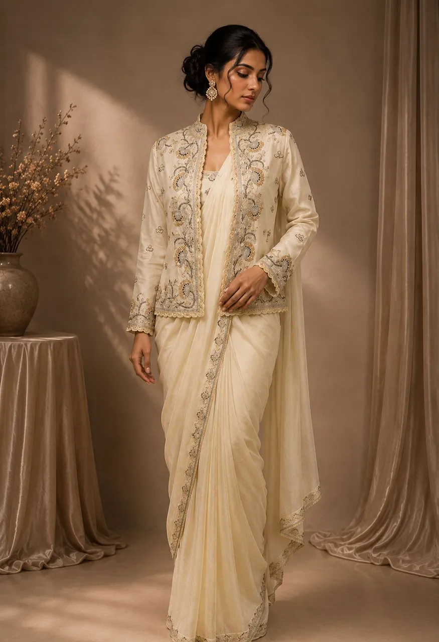 Amoha A551 Ready-to-Wear Silk Saree with Heavy Embroidered Blouse