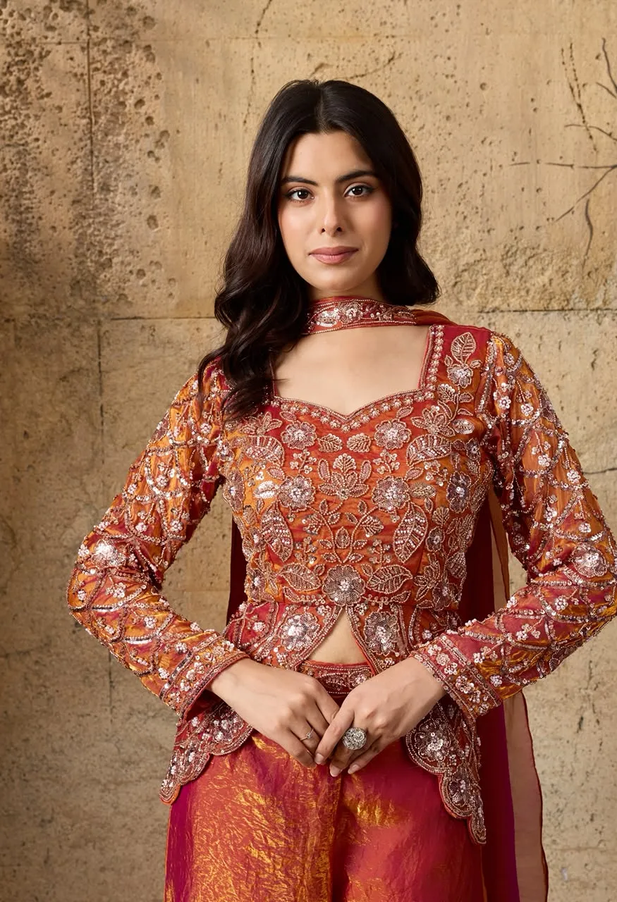 Amoha A512 Indo Western Fendi Dress with Beads Work Blouse — Festive Designer Catalog, AMOHA wholesale from Surat — view 4
