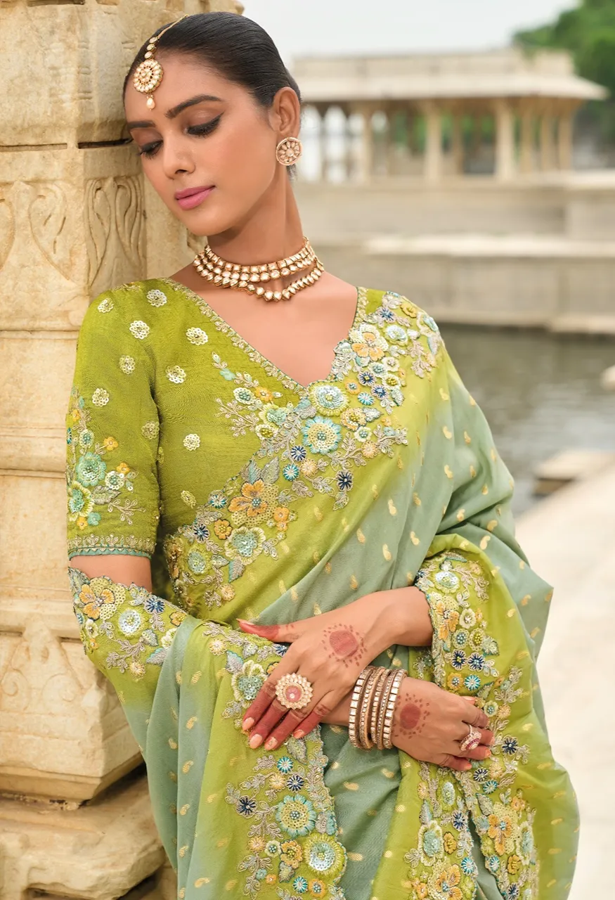 Hit Series Fancy Tissue Silk Embroidery Saree — Saree, Vardan Ethnic wholesale from Surat — Photo 10
