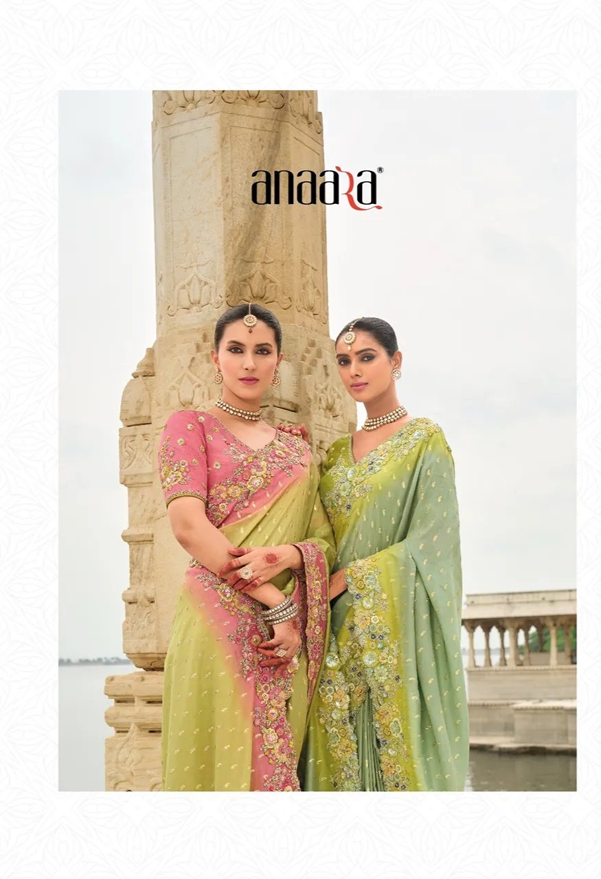 Hit Series Fancy Tissue Silk Embroidery Saree — Saree, Vardan Ethnic wholesale from Surat — Photo 11