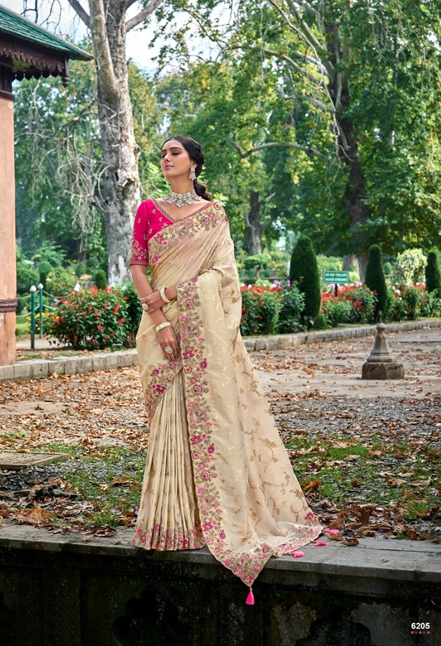 Hit Series Fancy Tissue Silk Embroidery Saree — Saree, Vardan Ethnic wholesale from Surat — Photo 3
