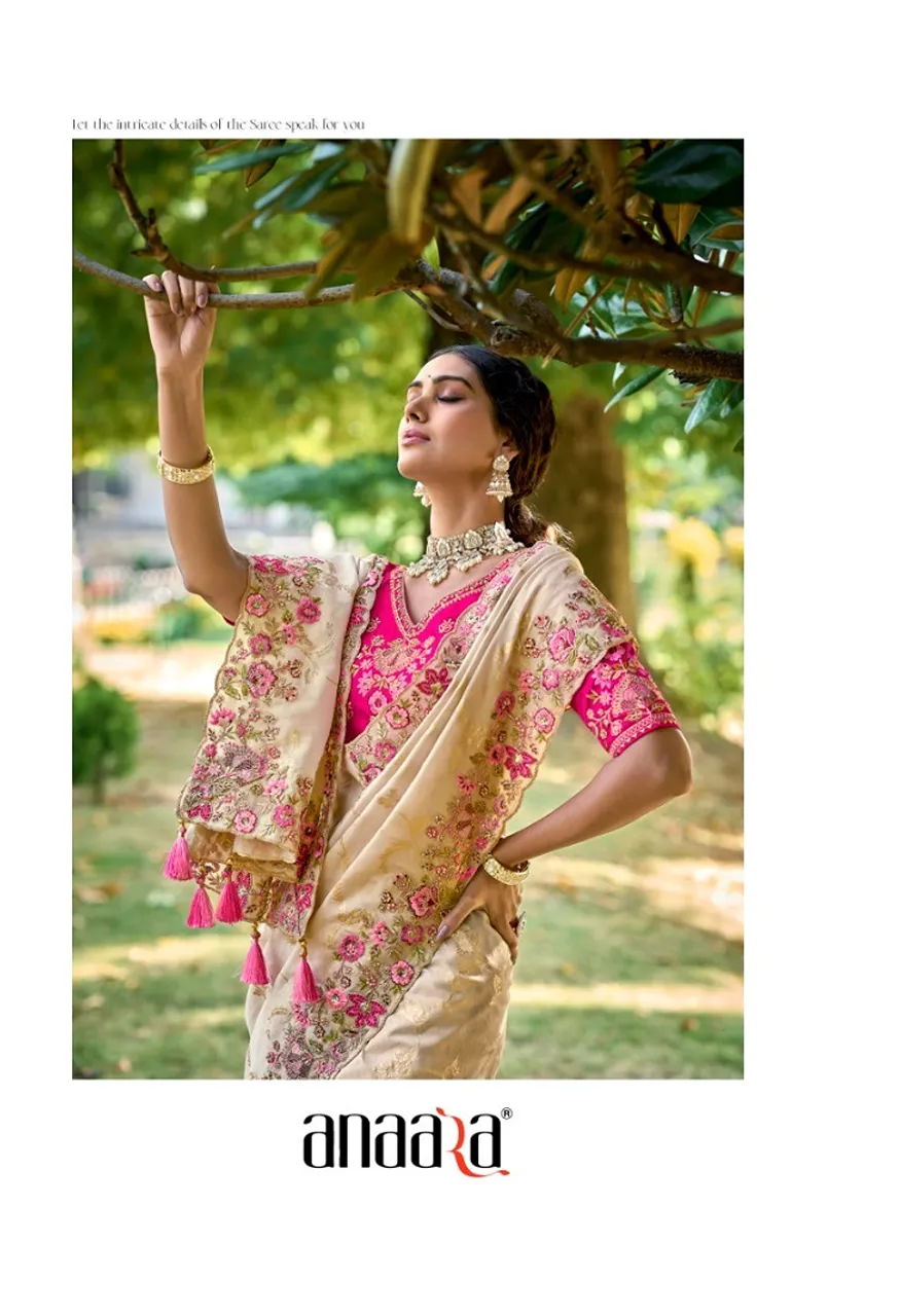 Hit Series Fancy Tissue Silk Embroidery Saree — Saree, Vardan Ethnic wholesale from Surat — Photo 4