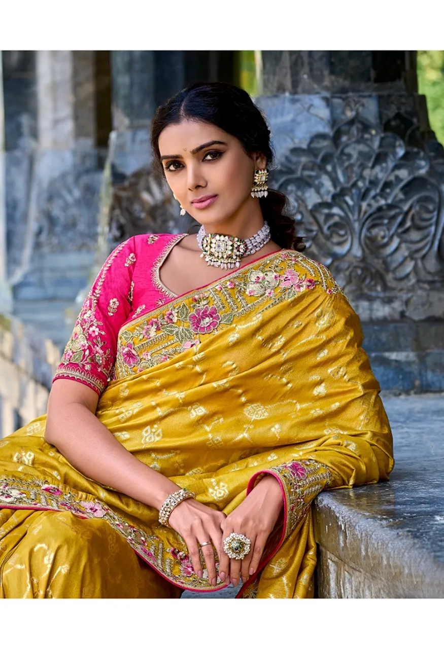 Hit Series Fancy Tissue Silk Embroidery Saree
