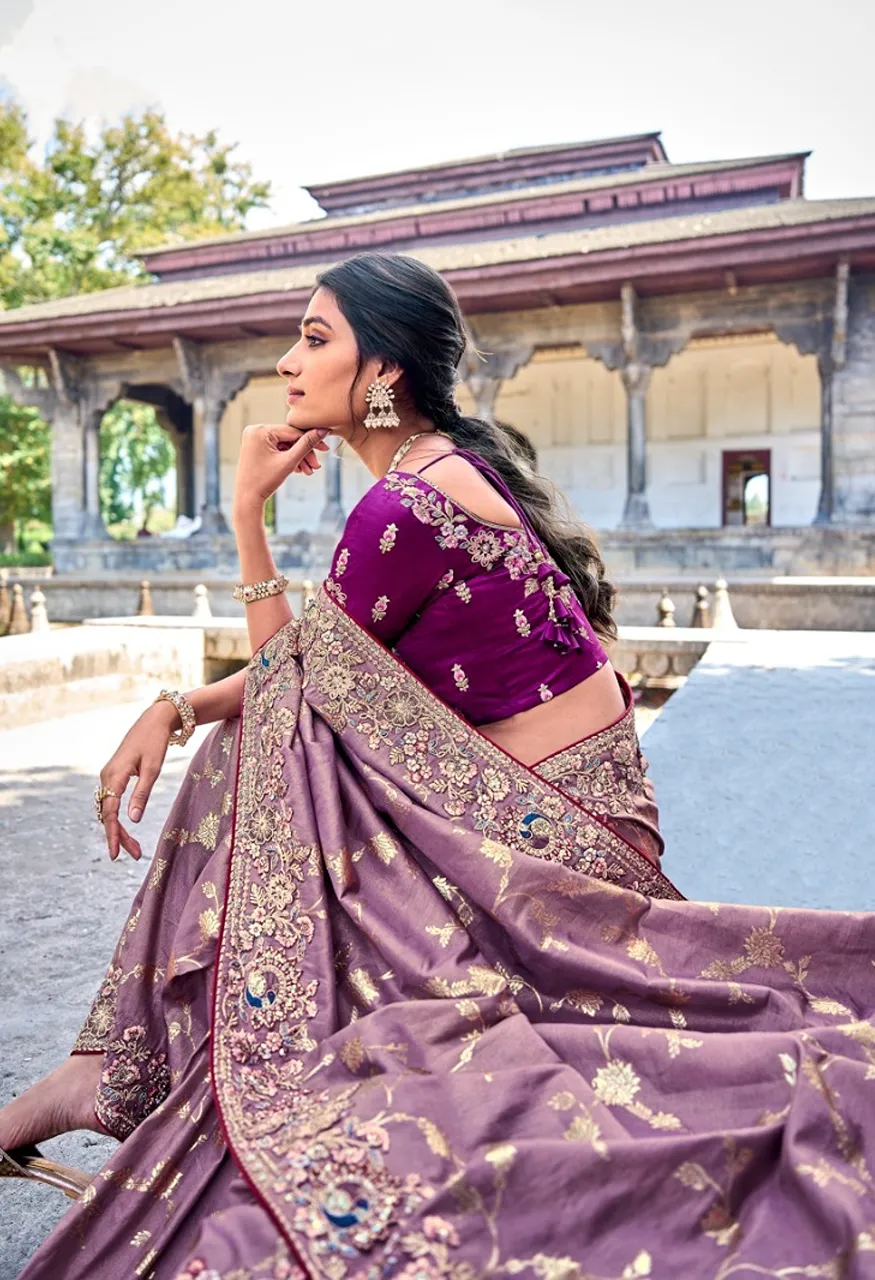 Hit Series Fancy Tissue Silk Embroidery Saree — Saree, Vardan Ethnic wholesale from Surat — Photo 6