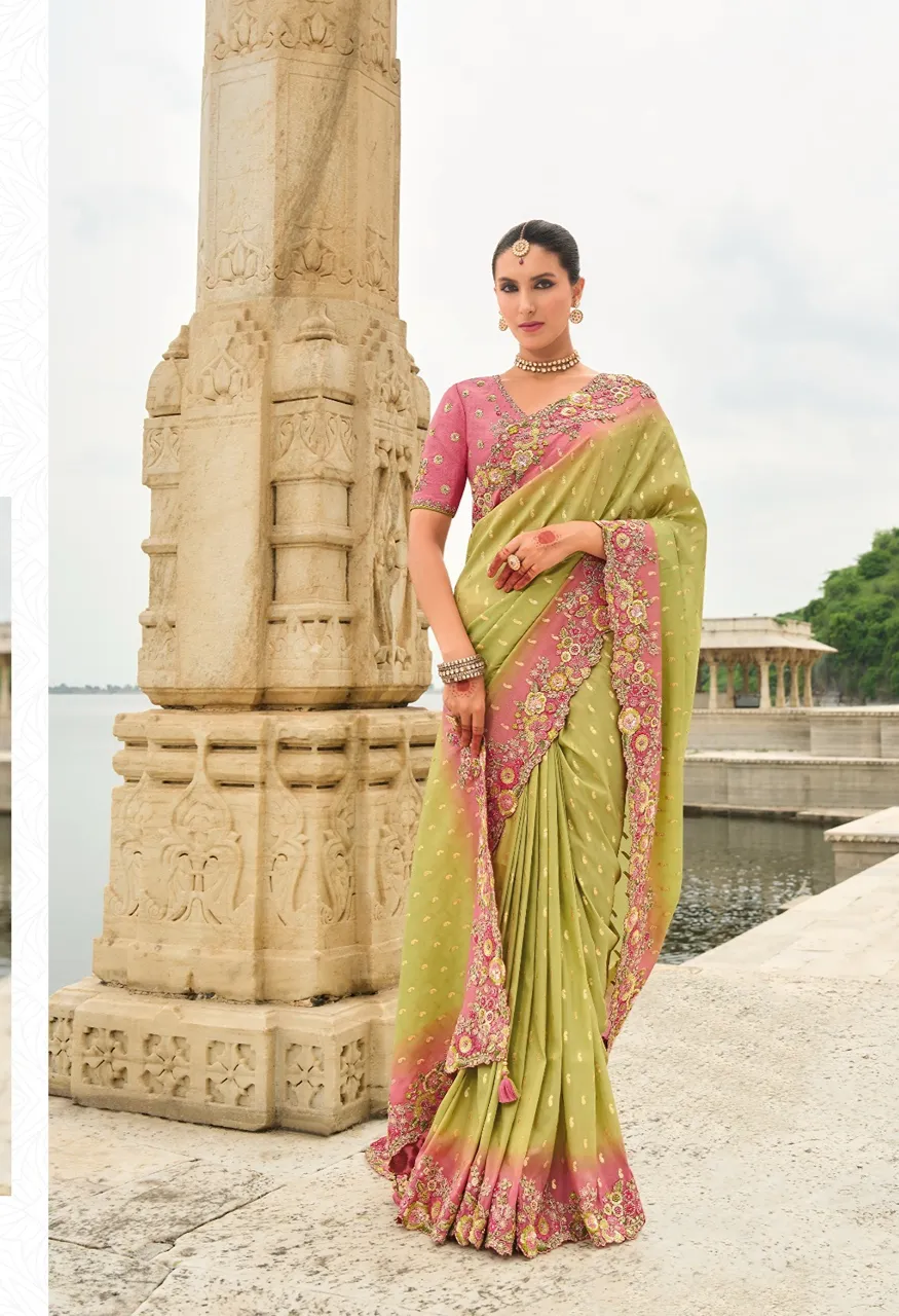 Hit Series Fancy Tissue Silk Embroidery Saree — Saree, Vardan Ethnic wholesale from Surat — Photo 8