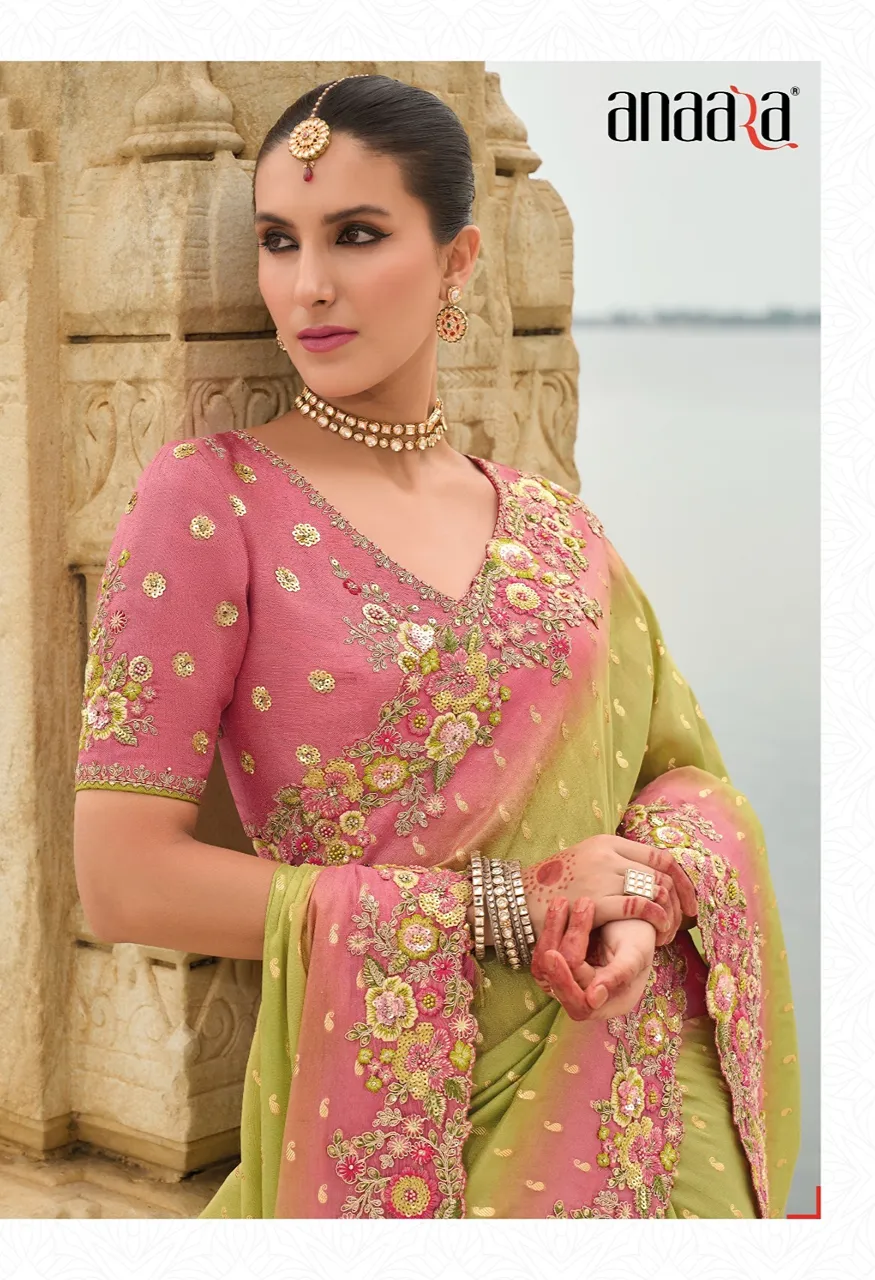 Hit Series Fancy Tissue Silk Embroidery Saree — Saree, Vardan Ethnic wholesale from Surat — Photo 9