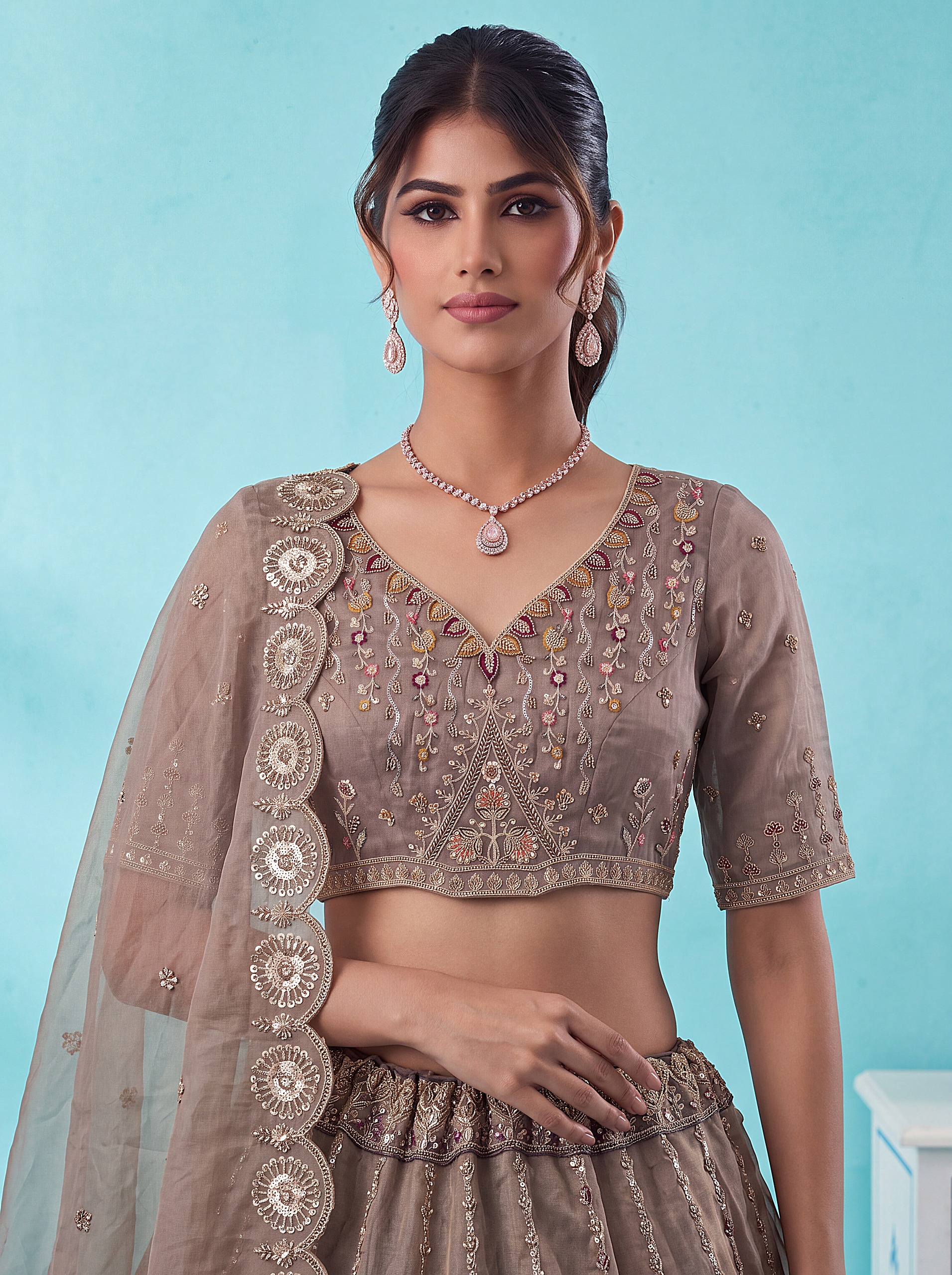 Anjani Art Bridal Lehenga 3092 Chandnia Silk Peacock Pattern Handwork Lehenga Choli — Wholesale Lehenga, Anjani Art wholesale from Surat — view 10