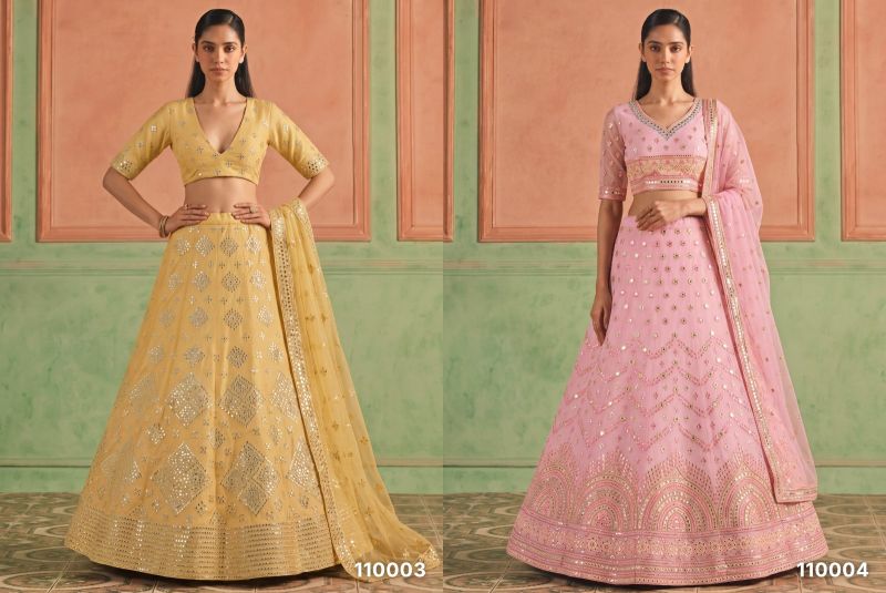 Arya Lookbook Vol 2 Organza Foil Mirror Work Lehenga Choli Collection — Wholesale Lehenga, Arya Designs wholesale from Surat — Photo 4