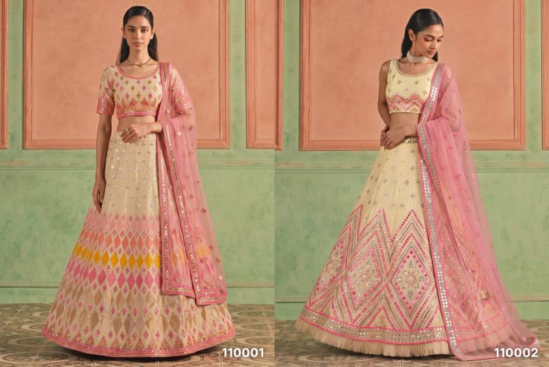 Arya Lookbook Vol 2 Organza Foil Mirror Work Lehenga Choli Collection — Wholesale Lehenga, Arya Designs wholesale from Surat — Photo 2