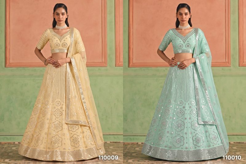 Arya Lookbook Vol 2 Organza Foil Mirror Work Lehenga Choli Collection — Wholesale Lehenga, Arya Designs wholesale from Surat — Photo 7