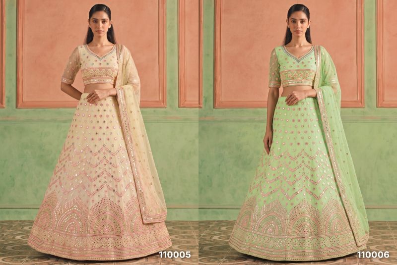 Arya Lookbook Vol 2 Organza Foil Mirror Work Lehenga Choli Collection — Wholesale Lehenga, Arya Designs wholesale from Surat — Photo 5