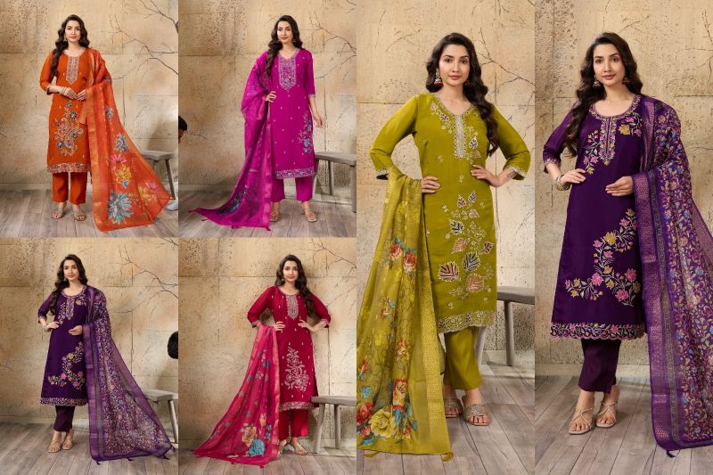 At Sehnaz Mul Chanderi Embroidered Kurti With Bottom Dupatta — Wholesale Kurtis, Vardan Ethnic wholesale from Surat — Photo 5